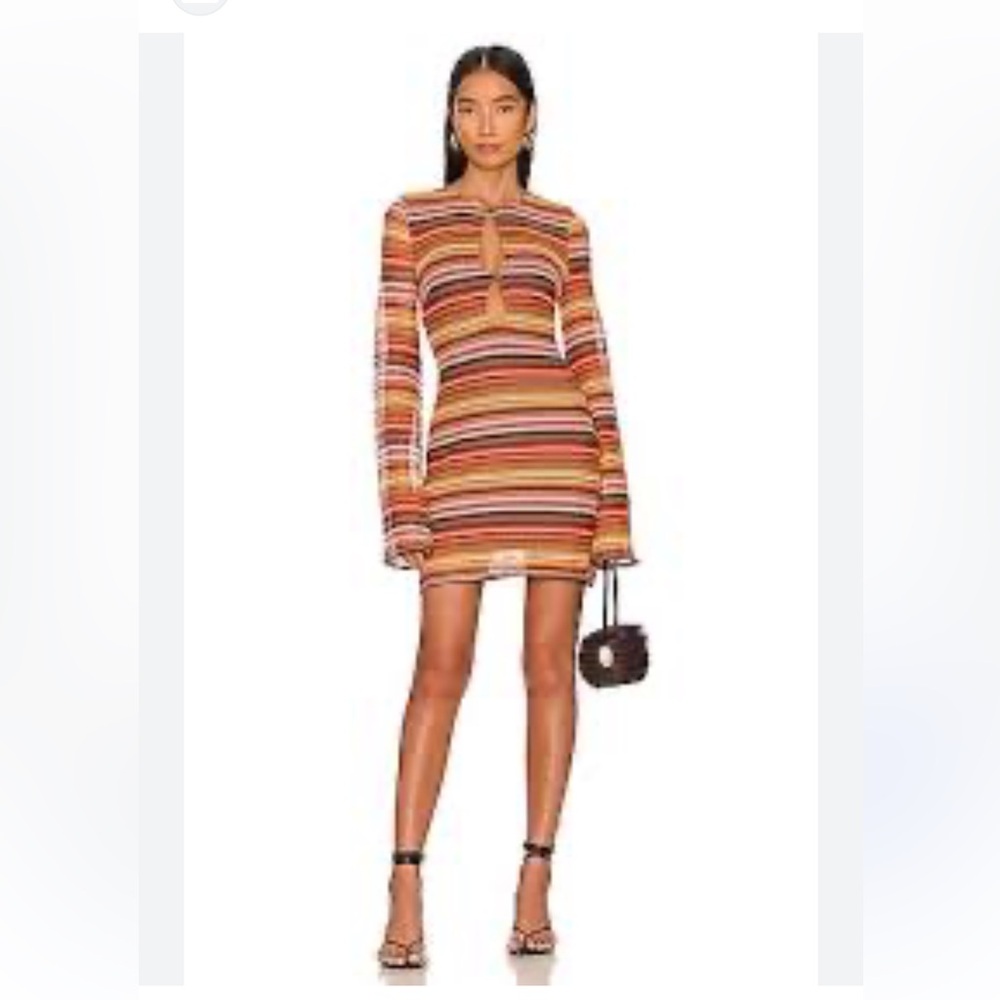 House of Harlow 1960 Vibrant Striped Long Sleeve Dress